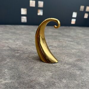 Gold Tone Vintage Curved Hook Decorative Sculpture Possibly Brass